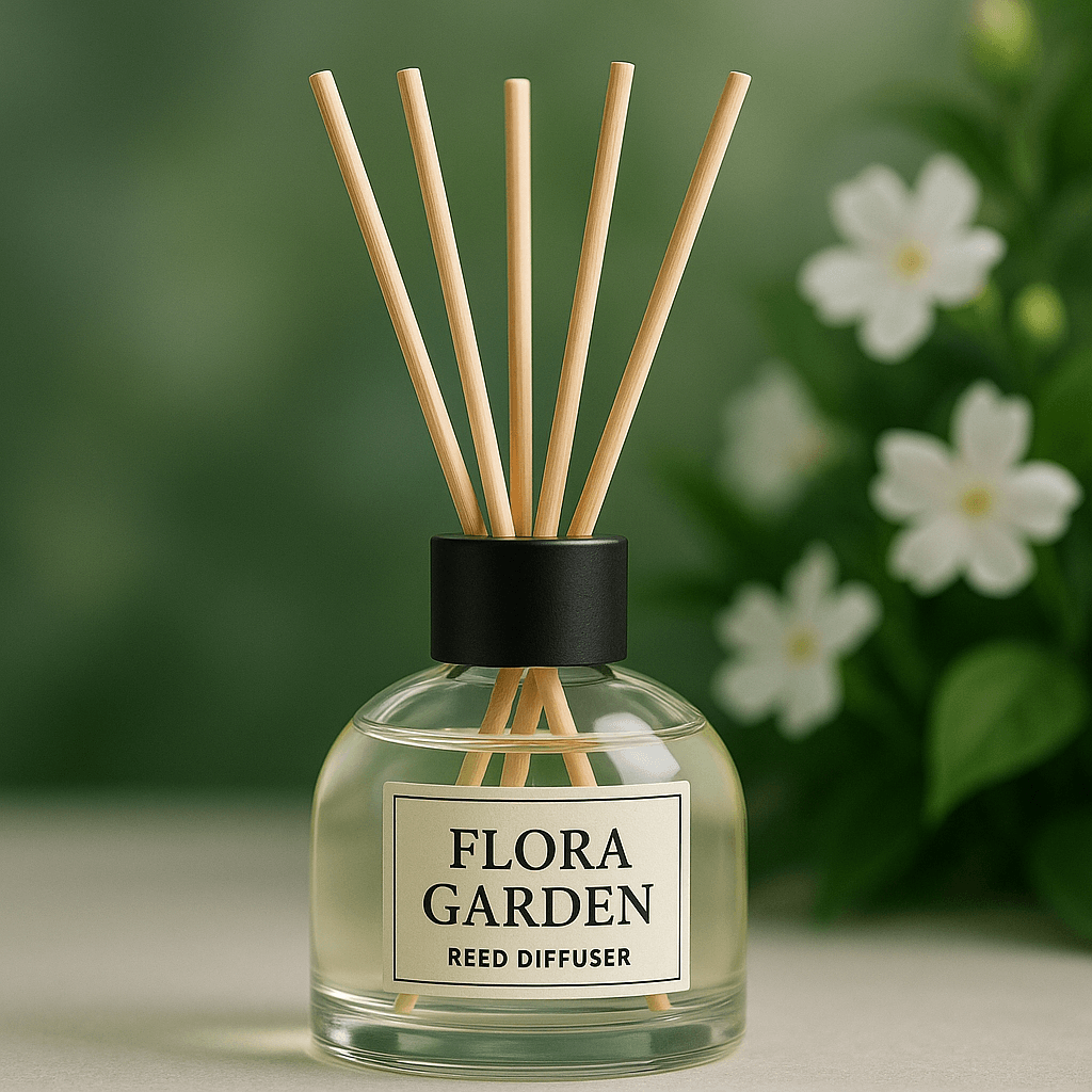 20250615_1457_Flora Garden Diffuser_simple_compose_01jxsekzb8fy4vxjh4zhmacmsg